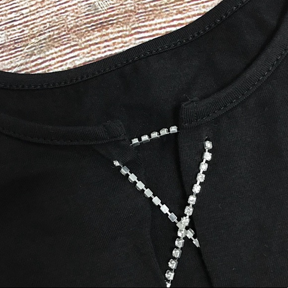 Black silver rhinestone lace up crop top - Picture 7 of 11